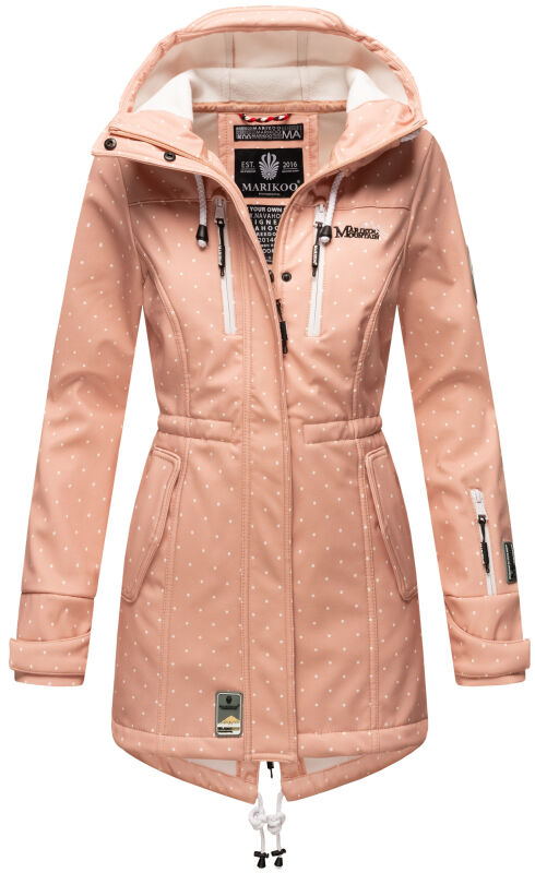 Marikoo Zimtzicke Damen Outdoor Softshell Jacke lang  B614 Rosa w.D. Größe S - Gr. 36