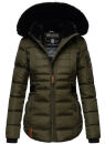 Navahoo Melikaa Damen Winterjacke gefüttert Steppjacke mit Kapuze B844 Olive-Gr.S