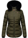 Navahoo Melikaa Damen Winterjacke gefüttert Steppjacke mit Kapuze B844 Olive-Gr.S