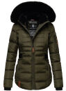 Navahoo Melikaa Damen Winterjacke gefüttert Steppjacke mit Kapuze B844 Olive-Gr.M