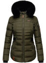 Navahoo Melikaa Damen Winterjacke gefüttert Steppjacke mit Kapuze B844 Olive-Gr.M