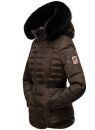 Navahoo Melikaa Damen Winterjacke gefüttert Steppjacke mit Kapuze B844 Chocolate-Gr.M