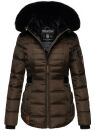 Navahoo Melikaa Damen Winterjacke gefüttert Steppjacke mit Kapuze B844 Chocolate-Gr.M