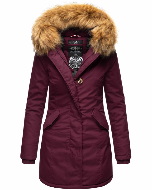 Marikoo Karmaa-Princess Damen Wintejacke mit Fellkragen B808 Weinrot Größe M - Gr. 38