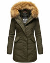 Marikoo Karmaa-Princess Damen Wintejacke mit Fellkragen B808 Olive Größe XS - Gr. 34