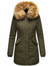 Marikoo Karmaa-Princess Damen Wintejacke mit Fellkragen B808 Olive Größe XS - Gr. 34