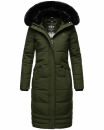 Navahoo Fahmiyaa Damen lange Winterjacke Mantel gesteppt B850 Olive-Gr.XS