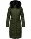 Navahoo Fahmiyaa Damen lange Winterjacke Mantel gesteppt B850 Olive-Gr.S