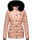 Navahoo Milianaa Damen Winter Steppjacke gefüttert Kapuze Kunstfell B846 Rosa-Gr.M