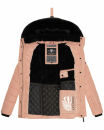 Navahoo Milianaa Damen Winter Steppjacke gefüttert Kapuze Kunstfell B846 Rosa-Gr.M