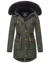 Navahoo Mangala Princess Damen Winterjacke mit Teddyfell B873 Grün-Gr.L