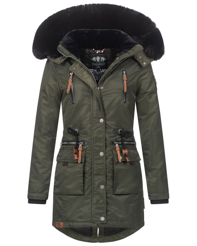 Navahoo Mangala Princess Damen Winterjacke mit Teddyfell B873 Grün-Gr.XL