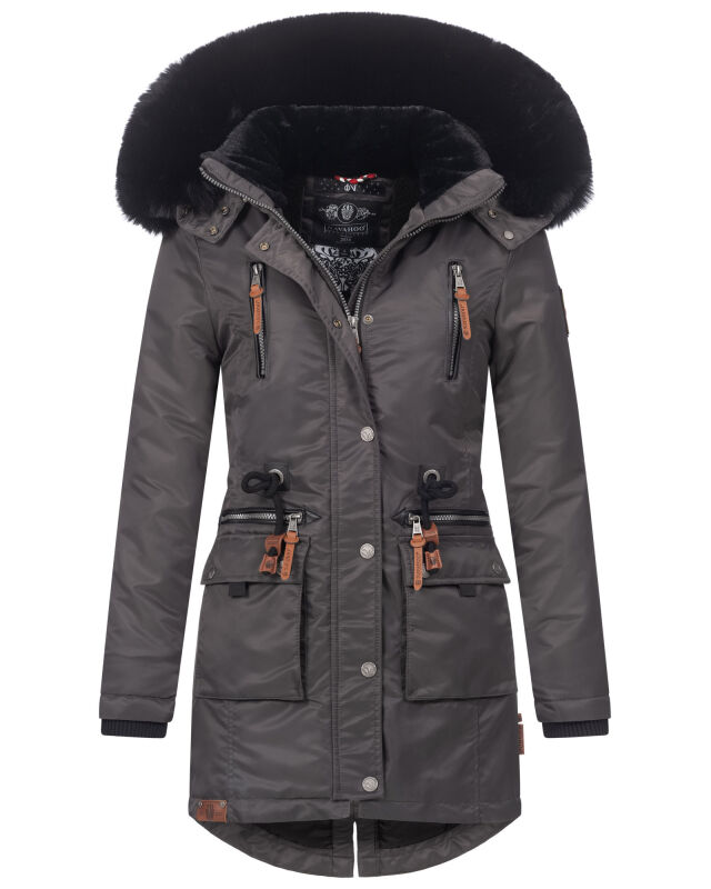 Navahoo Mangala Princess Damen Winterjacke mit Teddyfell B873 Anthra-Gr.XL