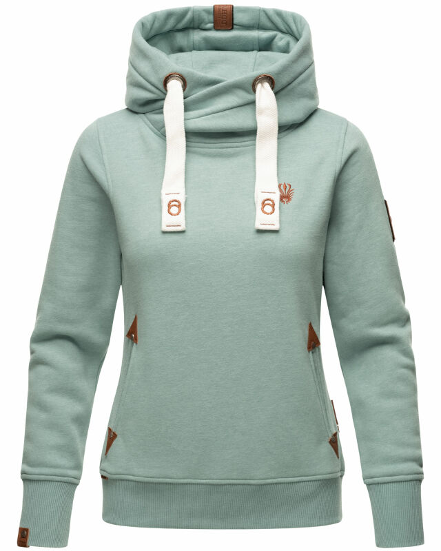 Navahoo Damen Sweatshirt Hoodie mit Kapuze B563 Dusty Mint Melange Größe L - Gr. 40