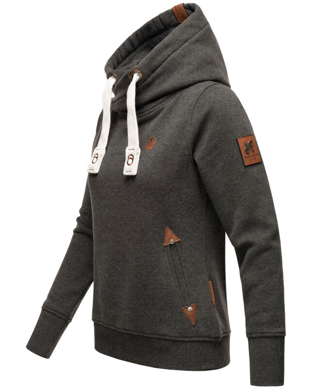 Navahoo Damen Sweatshirt Hoodie mit Kapuze B563 Dark Grey Melange Größe XS - Gr. 34