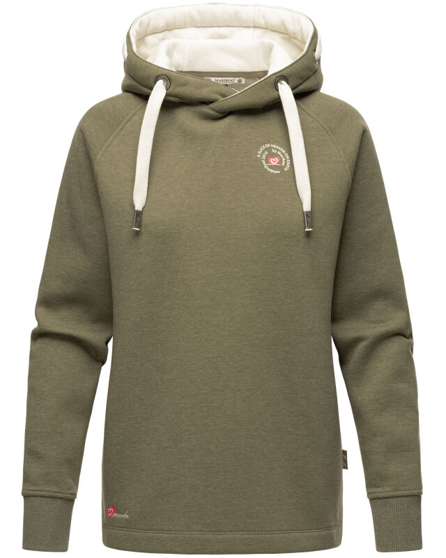 Navahoo Airii Damen Kapuzenpullover Sweatshirt Hoodie Longline B906 Olive - Melange Größe S - Gr. 36
