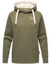 Navahoo Airii Damen Kapuzenpullover Sweatshirt Hoodie Longline B906 Olive - Melange Größe S - Gr. 36