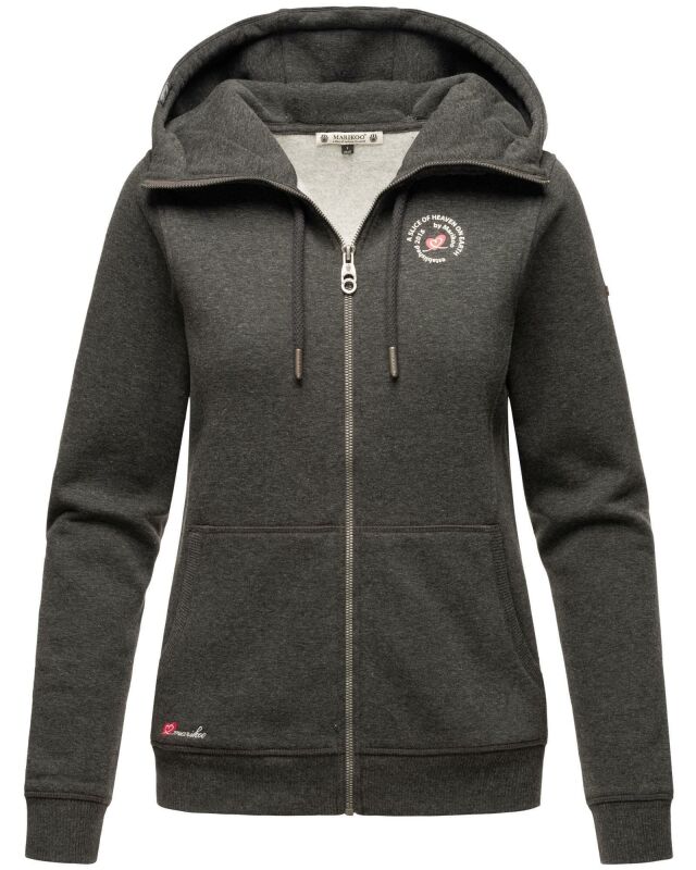 Marikoo Setsunaa Damen Sweatjacke Hoodie Pullover Pulli Sweater Kapuze B907 D.Grau-Mel.-Gr.S