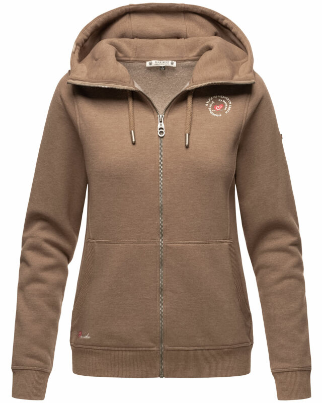 Marikoo Setsunaa Damen Sweatjacke Hoodie Pullover Pulli Sweater Kapuze B907 Taupe-Mel.-Gr.S