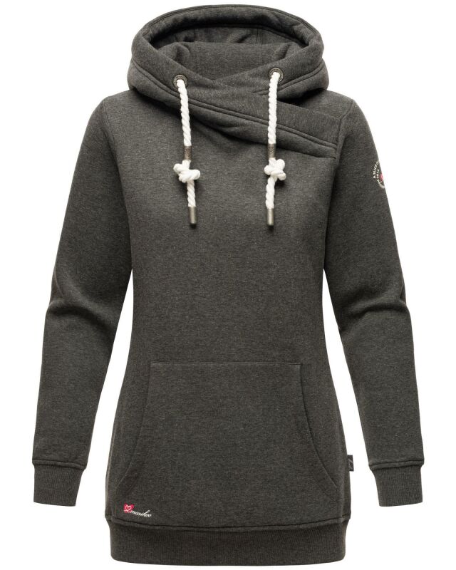 Marikoo Izuyaa Damen Hoodie Pullover Pulli Sweater mit Kapuze B908 D.Grau-Mel.-Gr.M