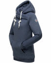 Marikoo Izuyaa Damen Hoodie Pullover Pulli Sweater mit Kapuze B908 Blau-Mel.-Gr.S