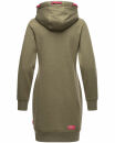 Navahoo Kirschblüte Damen Kleid Longline Hoodie Kapuzenpullover Pullikleid Olive-Mel.-Gr.S