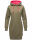 Navahoo Kirschblüte Damen Kleid Longline Hoodie Kapuzenpullover Pullikleid Olive-Mel.-Gr.S