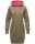 Navahoo Kirschblüte Damen Kleid Longline Hoodie Kapuzenpullover Pullikleid Olive-Mel.-Gr.M