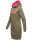 Navahoo Kirschblüte Damen Kleid Longline Hoodie Kapuzenpullover Pullikleid Olive-Mel.-Gr.M