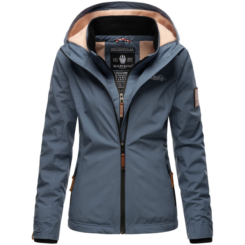 Marikoo Erdbeere Designer Damen Winter leicht gefüttert mit Kapuze B659 Dusty Blue Größe XXL - Gr. 44