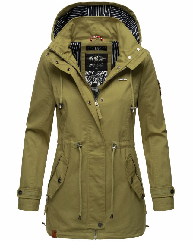 Marikoo Nyokoo leichte Damen Übergangs Jacke mit Kapuze B690 Grün Größe S - Gr. 36