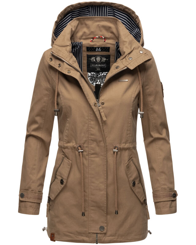 Marikoo Nyokoo leichte Damen Übergangs Jacke mit Kapuze B690 Taupe Größe XL - Gr. 42