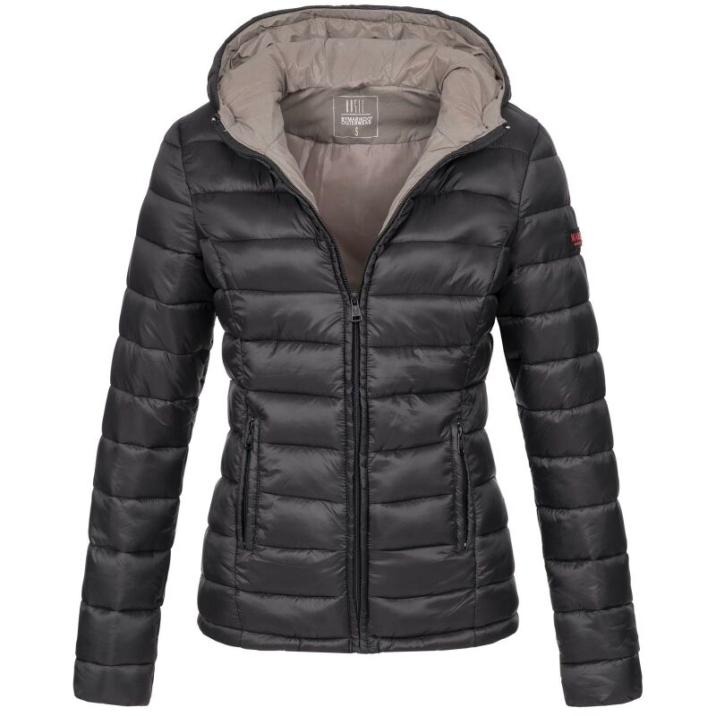 Marikoo Lucy Damen Steppjacke Übergangsjacke B651 Schwarz Größe XXXL - Gr. 46