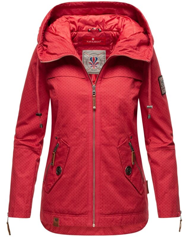 Navahoo Wekoo Damen Übergangs Jacke mit Kapuze B692 Rot Muster Größe S - Gr. 36