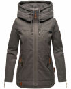 Navahoo Wekoo Damen Übergangs Jacke mit Kapuze B692 Anthrazit Muster Größe S - Gr. 36