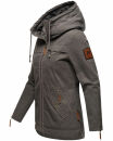 Navahoo Wekoo Damen Übergangs Jacke mit Kapuze B692 Anthrazit Muster Größe S - Gr. 36