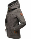 Navahoo Wekoo Damen Übergangs Jacke mit Kapuze B692 Anthrazit Muster Größe S - Gr. 36