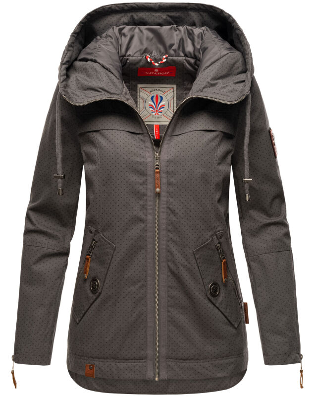 Navahoo Wekoo Damen Übergangs Jacke mit Kapuze B692 Anthrazit Muster Größe XXL - Gr. 44
