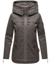 Navahoo Wekoo Damen Übergangs Jacke mit Kapuze B692 Anthrazit Muster Größe XXL - Gr. 44