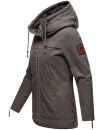 Navahoo Wekoo Damen Übergangs Jacke mit Kapuze B692 Anthrazit Muster Größe XXL - Gr. 44