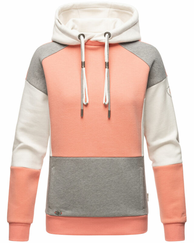 Navahoo Babykaetzchen Damen Kapuzenpullover Colorblock Hoodie B910 Apricot-Gr.XS