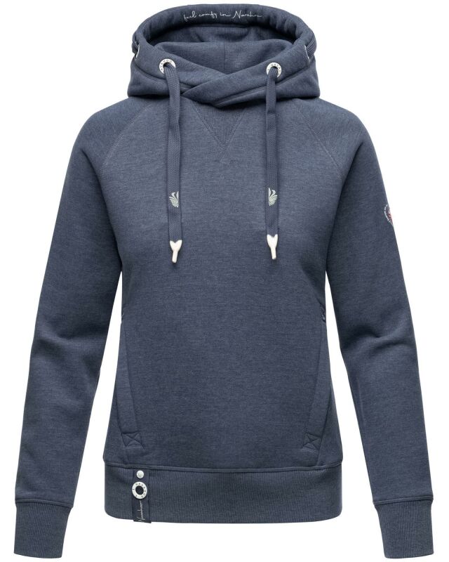 Navahoo Liebesmäuschen Damen Kapuzenpullover Raglanärmel Hoodie B911 Blau-Mel-Gr.M