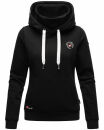 Marikoo Chihiroo Damen Hoodie mit Stehkragen Kapuzenpullover B913 Schwarz-Gr.XS