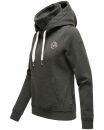 Marikoo Chihiroo Damen Hoodie mit Stehkragen Kapuzenpullover B913 Grau-Mel.-Gr.XS