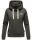 Marikoo Chihiroo Damen Hoodie mit Stehkragen Kapuzenpullover B913 Grau-Mel.-Gr.XS