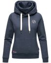 Marikoo Chihiroo Damen Hoodie mit Stehkragen Kapuzenpullover B913 Blau-Mel.-Gr.M