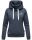Marikoo Chihiroo Damen Hoodie mit Stehkragen Kapuzenpullover B913 Blau-Mel.-Gr.M