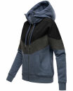 Navahoo Honigperle Damen Blocking Color Hoodie Kapuzenpullover B914 Dusty Blau Melange Größe XL - Gr. 42