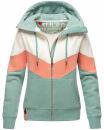 Navahoo Honigperle Damen Blocking Color Hoodie Kapuzenpullover B914 Dusty Mint Melange  Größe S - Gr. 36