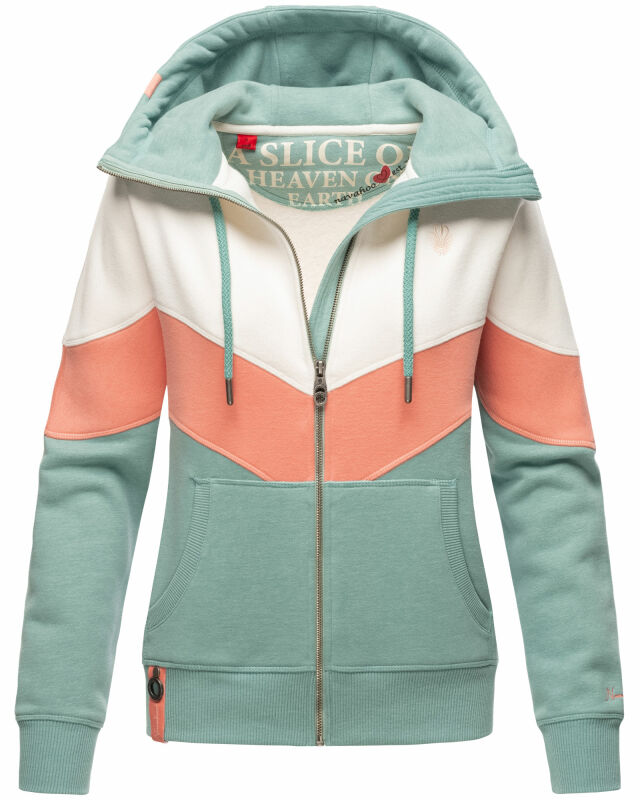 Navahoo Honigperle Damen Blocking Color Hoodie Kapuzenpullover B914 Dusty Mint Melange  Größe M - Gr. 38